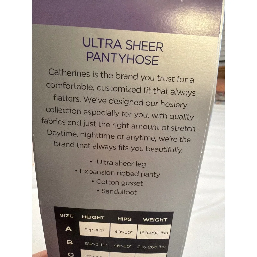 Catherines Ultra Sheer Pantyhose Size D Coffee Brown Sandalfoot Plus Size NIB